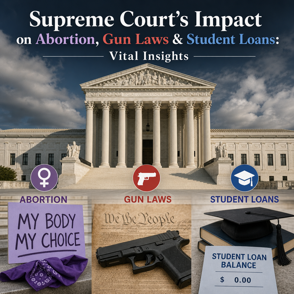 Additional Illustration of Supreme Court's Impact on Abortion, Gun Laws & Student Loans: Vital Insights