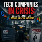 Illustration of Tech Companies In Crisis: Massive Layoffs Hit Google, Amazon, and More