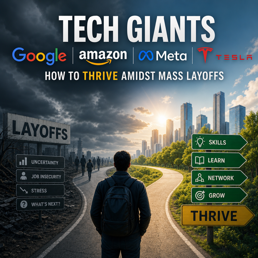 Additional Illustration of Tech Giants (Google, Amazon, Meta, Tesla): How to Thrive Amidst Mass Layoffs
