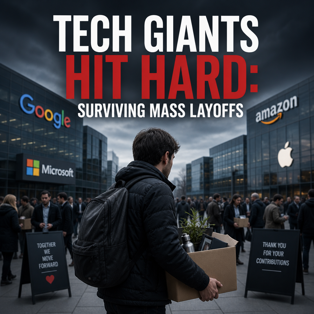 Illustration of Tech Giants Hit Hard: Surviving Mass Layoffs