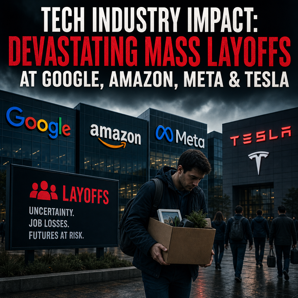 Additional Illustration of Tech Industry Impact: Devastating Mass Layoffs at Google, Amazon, Meta & Tesla