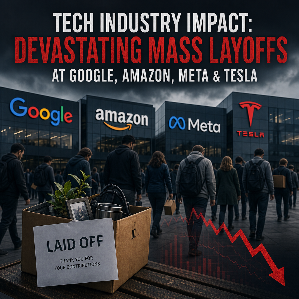Additional Illustration of Tech Industry Impact: Devastating Mass Layoffs at Google, Amazon, Meta & Tesla