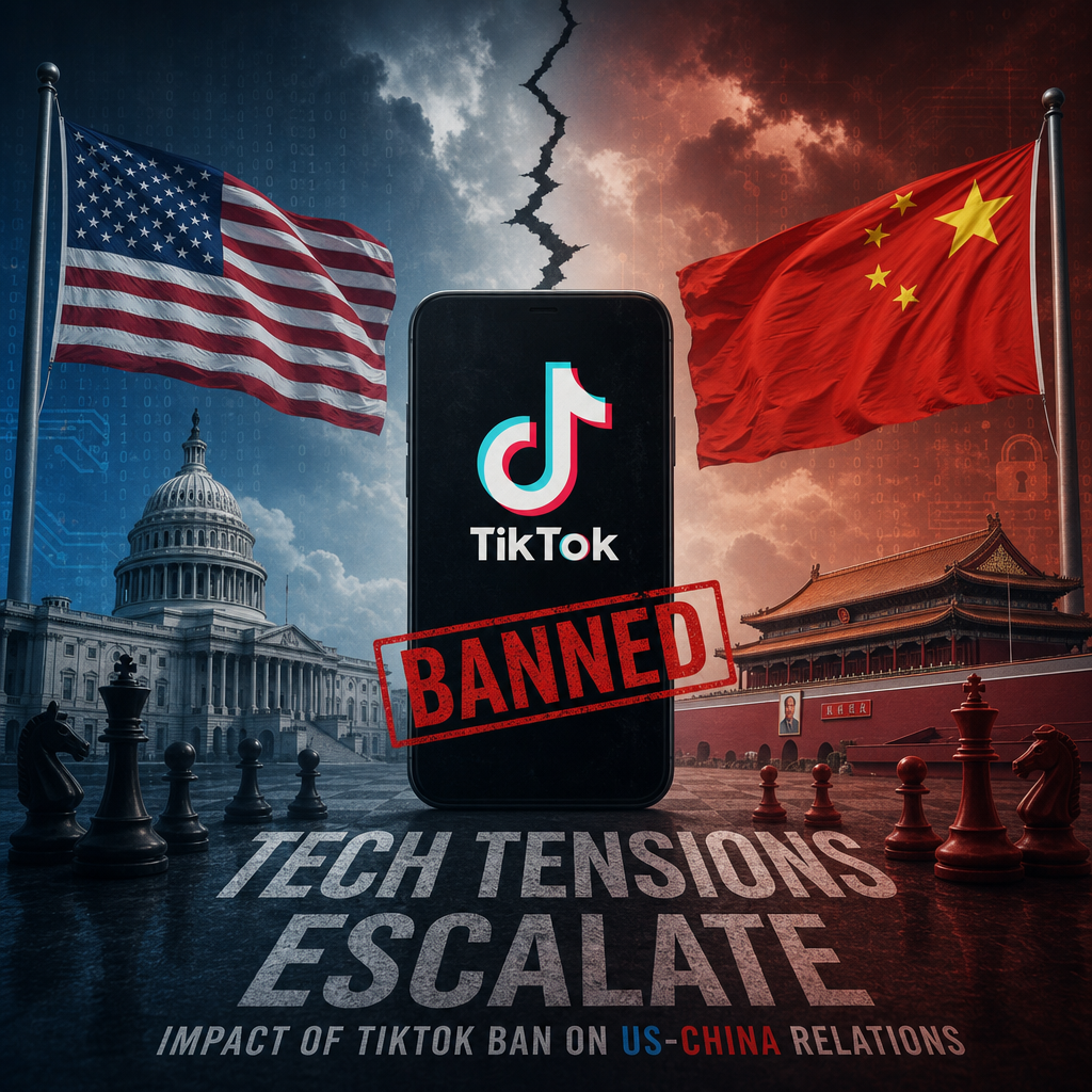 Illustration of Tech Tensions Escalate: Impact of TikTok Ban on US-China Relations