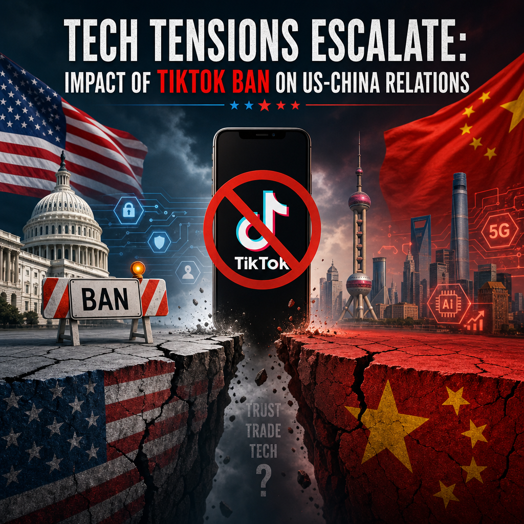 Illustration of Tech Tensions Escalate: Impact of TikTok Ban on US-China Relations