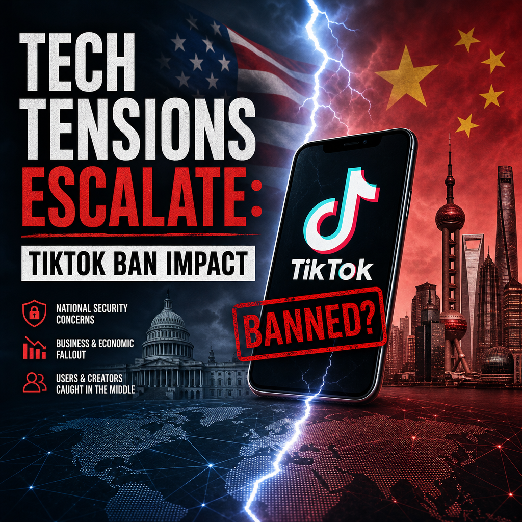 Illustration of Tech Tensions Escalate: TikTok Ban Impact