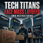 Illustration of Tech Titans Face Mass Layoffs Amid Restructuring