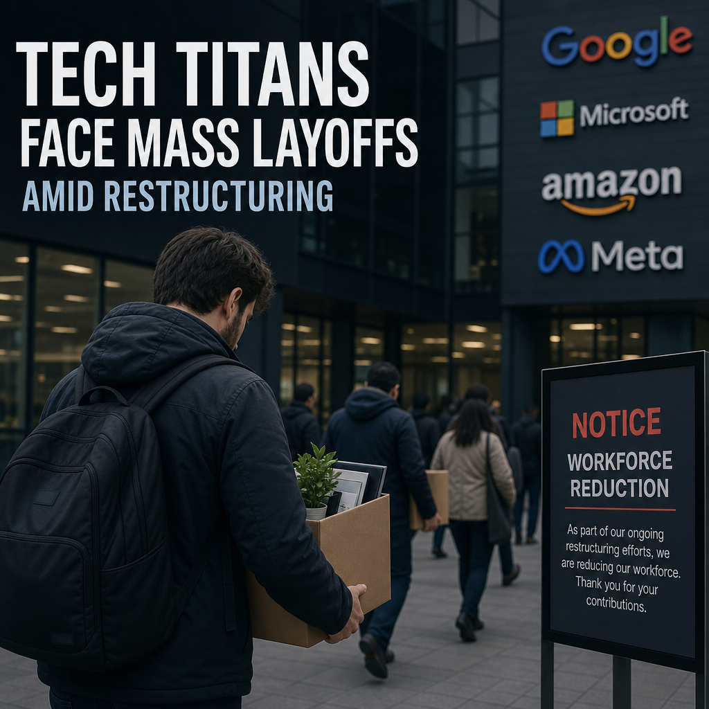 Illustration of Tech Titans Face Mass Layoffs Amid Restructuring