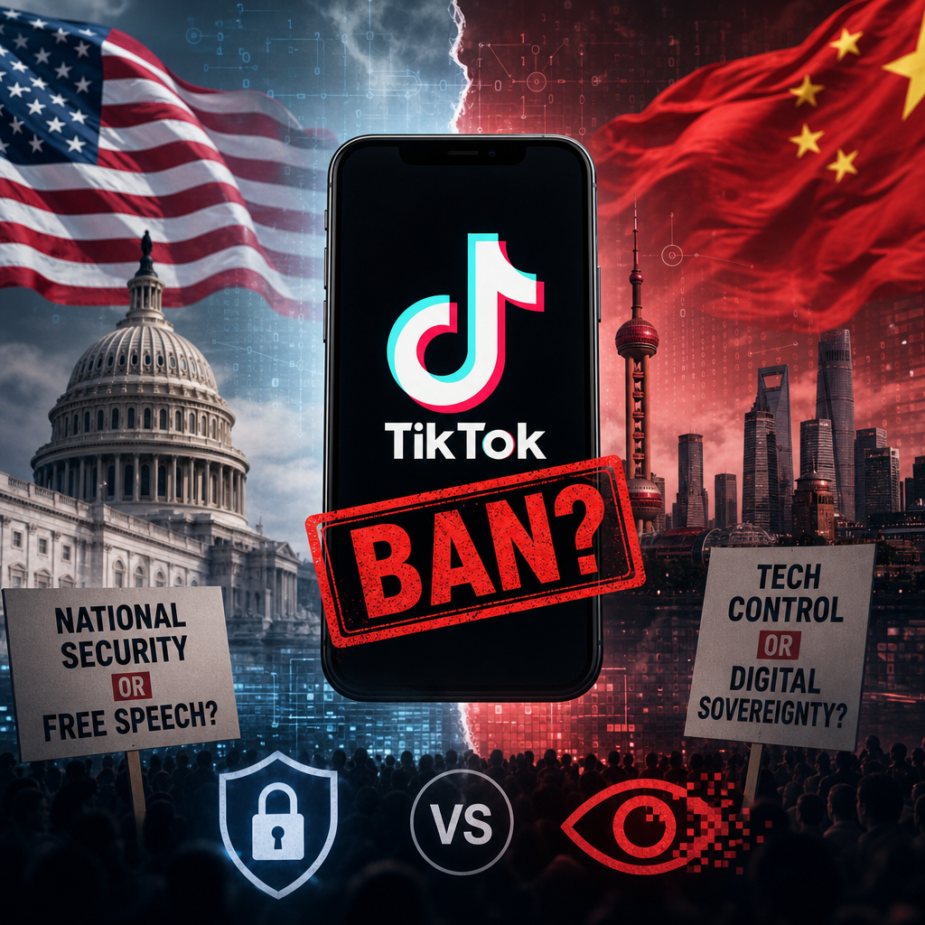 Illustration of TikTok Ban Debate Intensifies Amid US-China Tech Tensions
