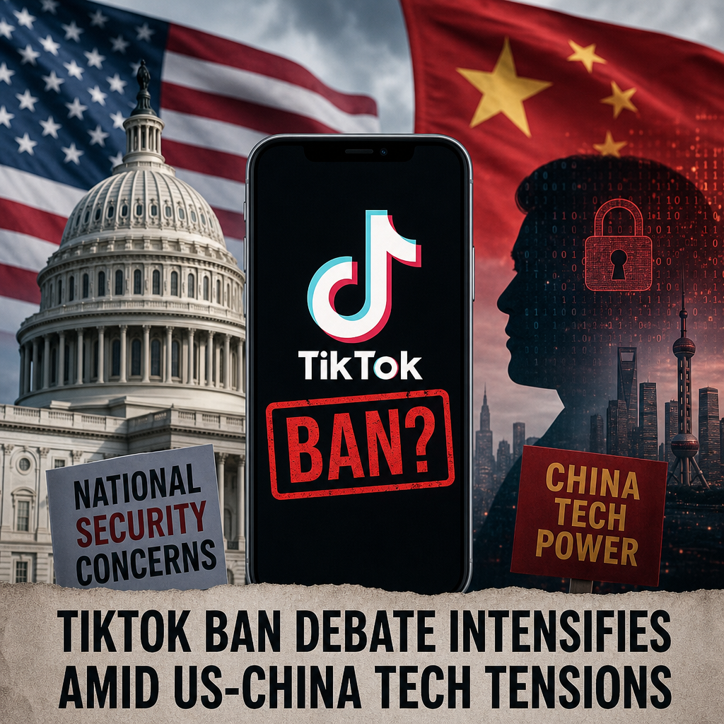 Illustration of TikTok Ban Debate Intensifies Amid US-China Tech Tensions