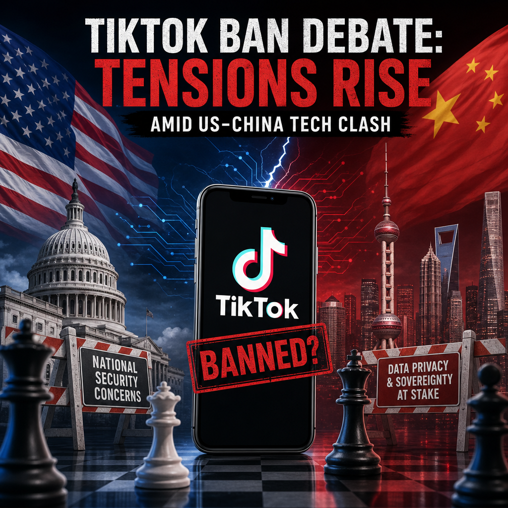 Illustration of TikTok Ban Debate: Tensions Rise Amid US-China Tech Clash