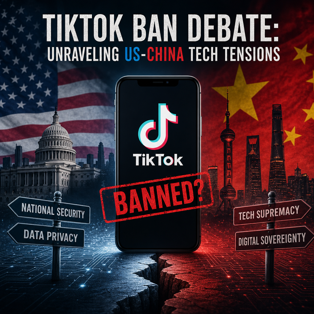 Illustration of TikTok Ban Debate: Unraveling US-China Tech Tensions