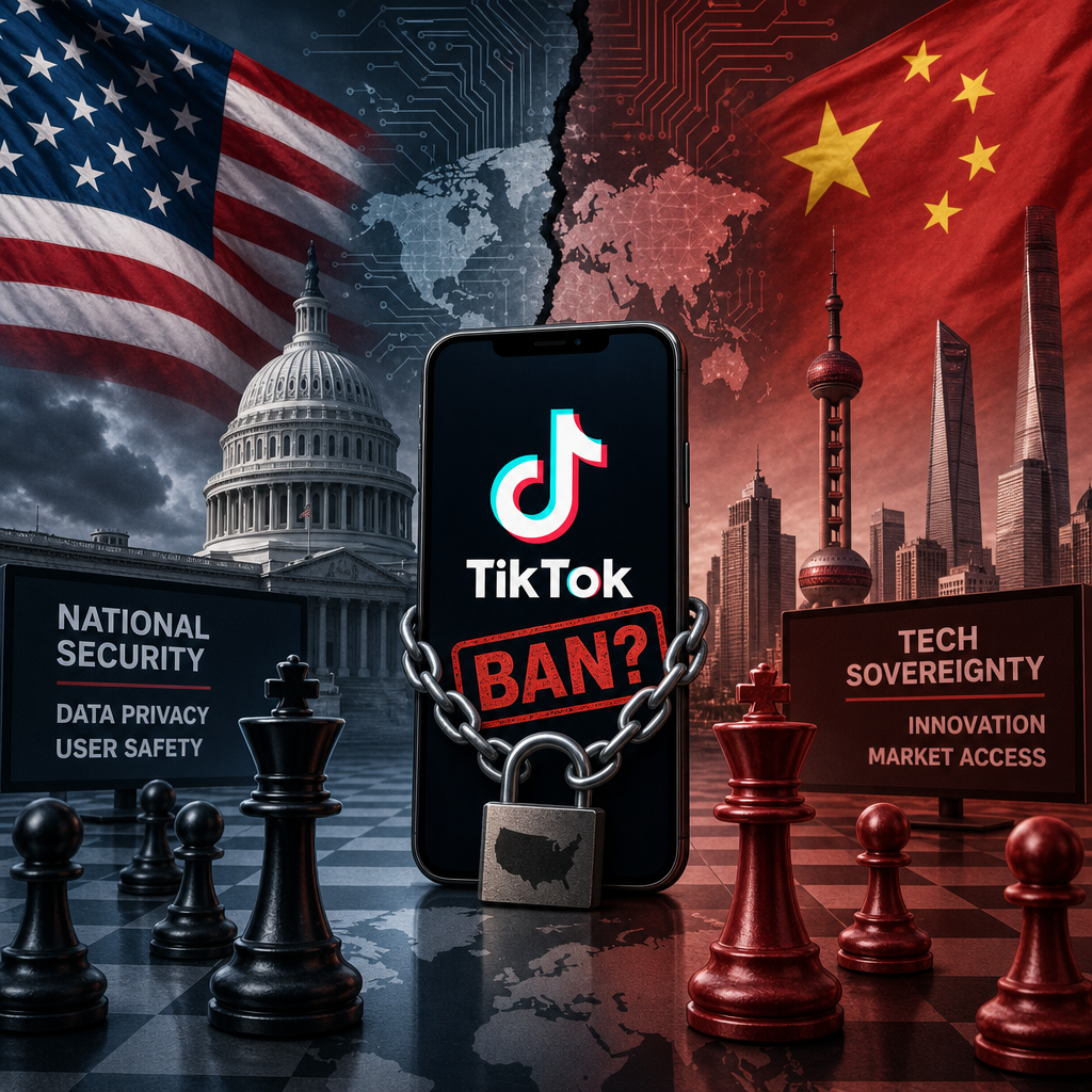 Illustration of TikTok Ban Debate: Unveiling the Tension in US-China Tech Relations