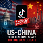 Illustration of US-China Tech Tensions Spark TikTok Ban Debate