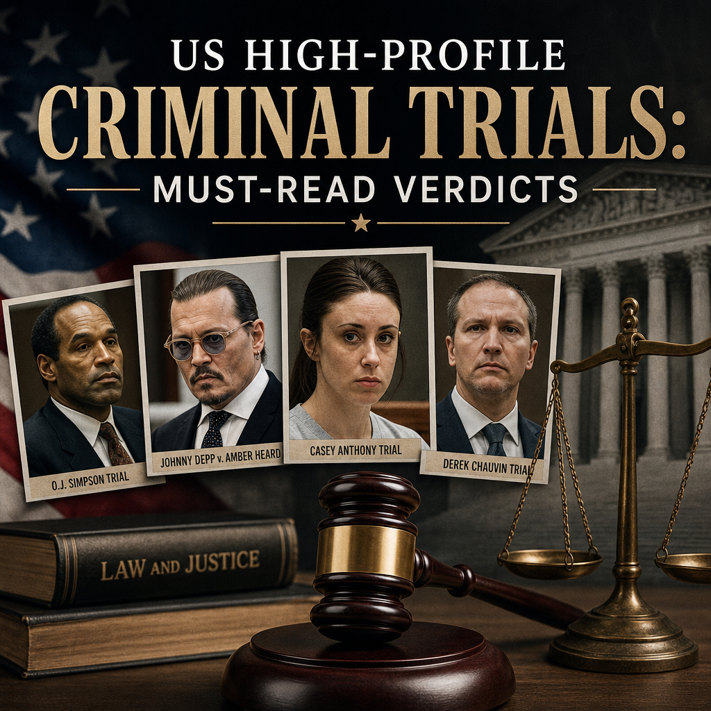 Illustration of US High-profile Criminal Trials: Must-Read Verdicts