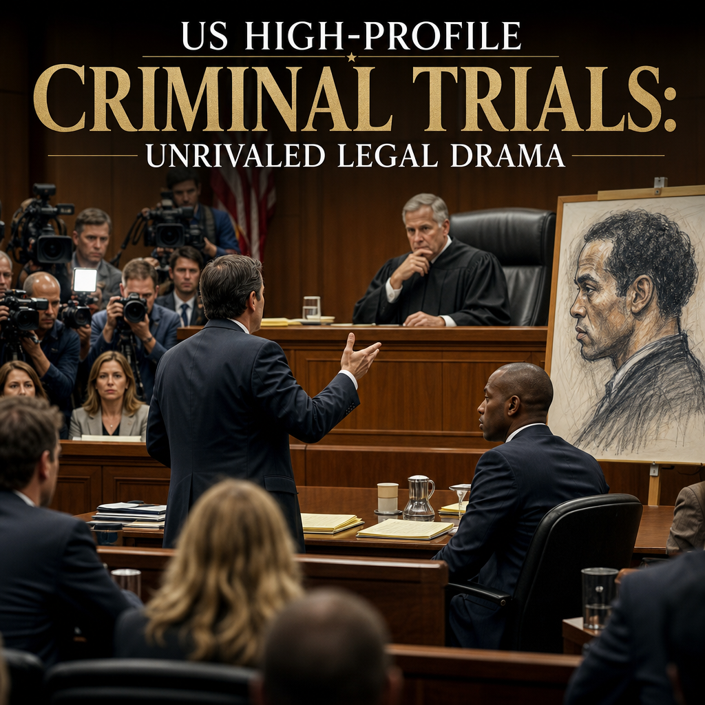 Illustration of US High-profile Criminal Trials: Unrivaled Legal Drama