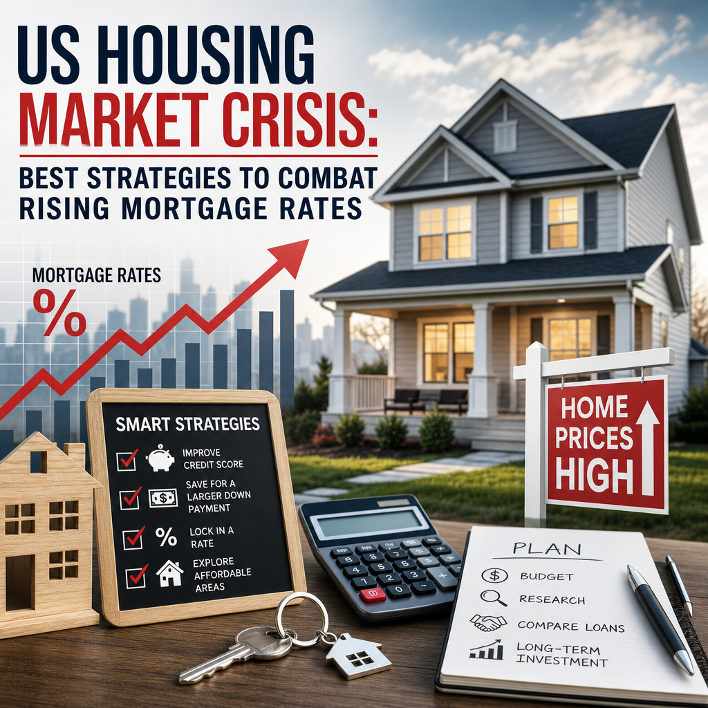 Illustration of US Housing Market Crisis: Best Strategies to Combat Rising Mortgage Rates