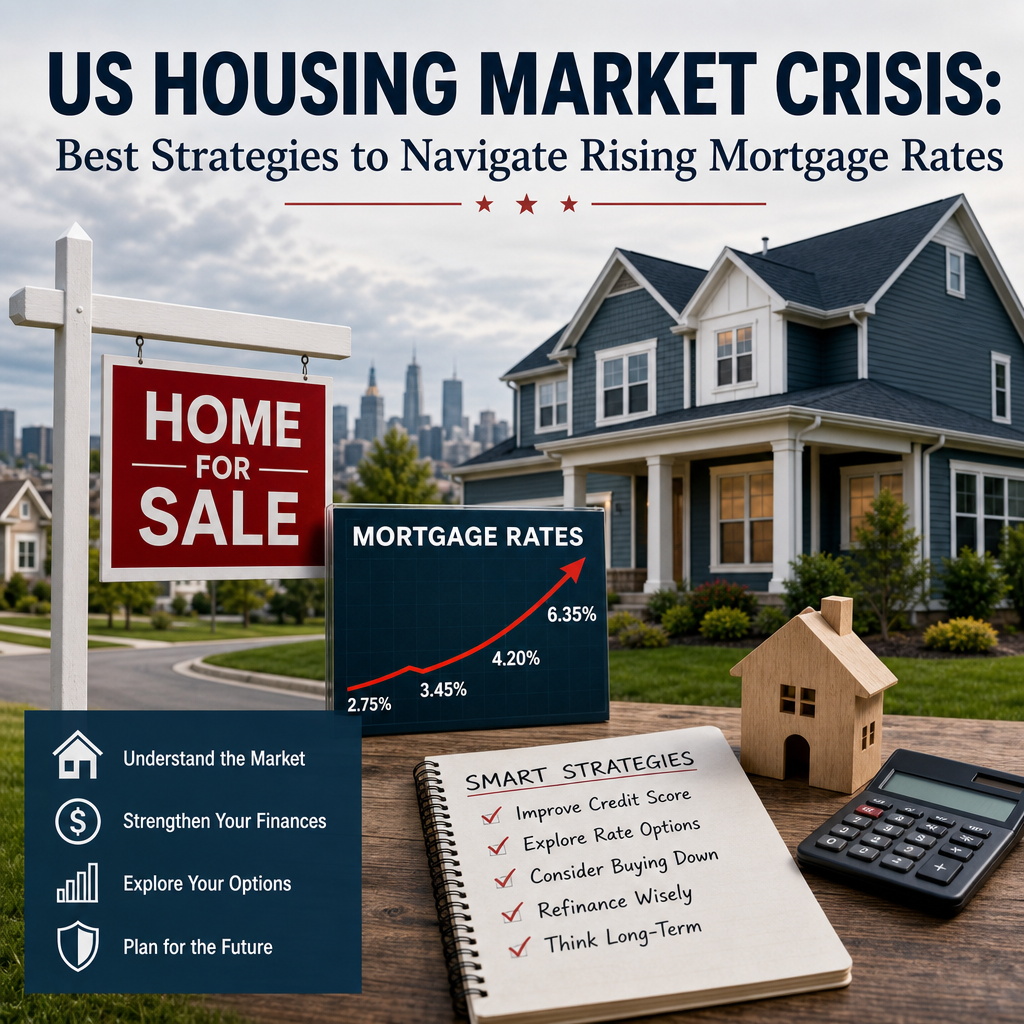 Illustration of US Housing Market Crisis: Best Strategies to Navigate Rising Mortgage Rates