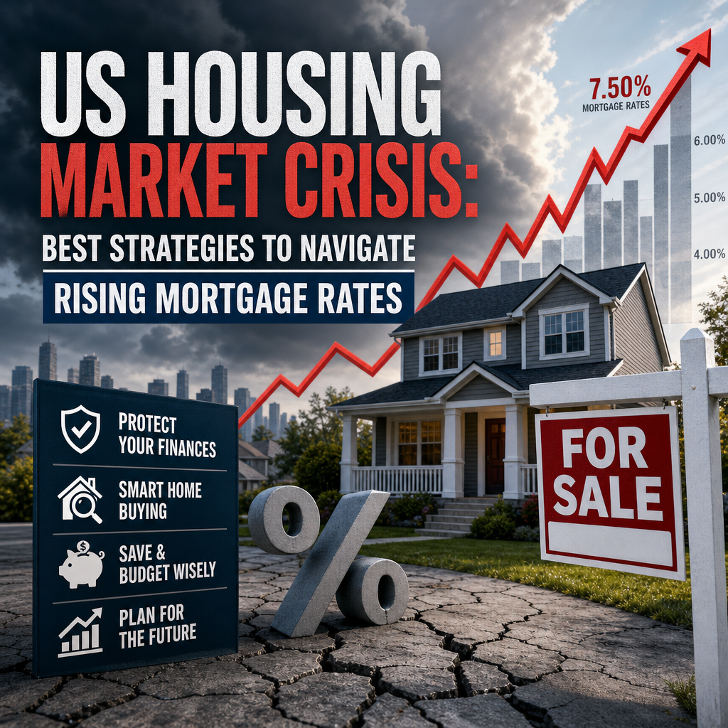 Illustration of US Housing Market Crisis: Best Strategies to Navigate Rising Mortgage Rates