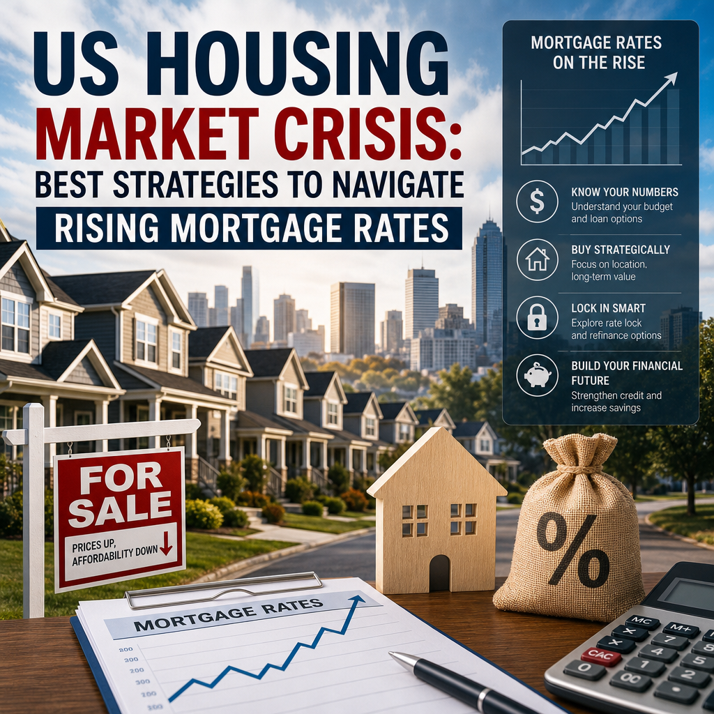 Illustration of US Housing Market Crisis: Best Strategies to Navigate Rising Mortgage Rates