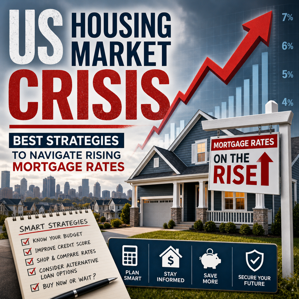 Illustration of US Housing Market Crisis: Best Strategies to Navigate Rising Mortgage Rates