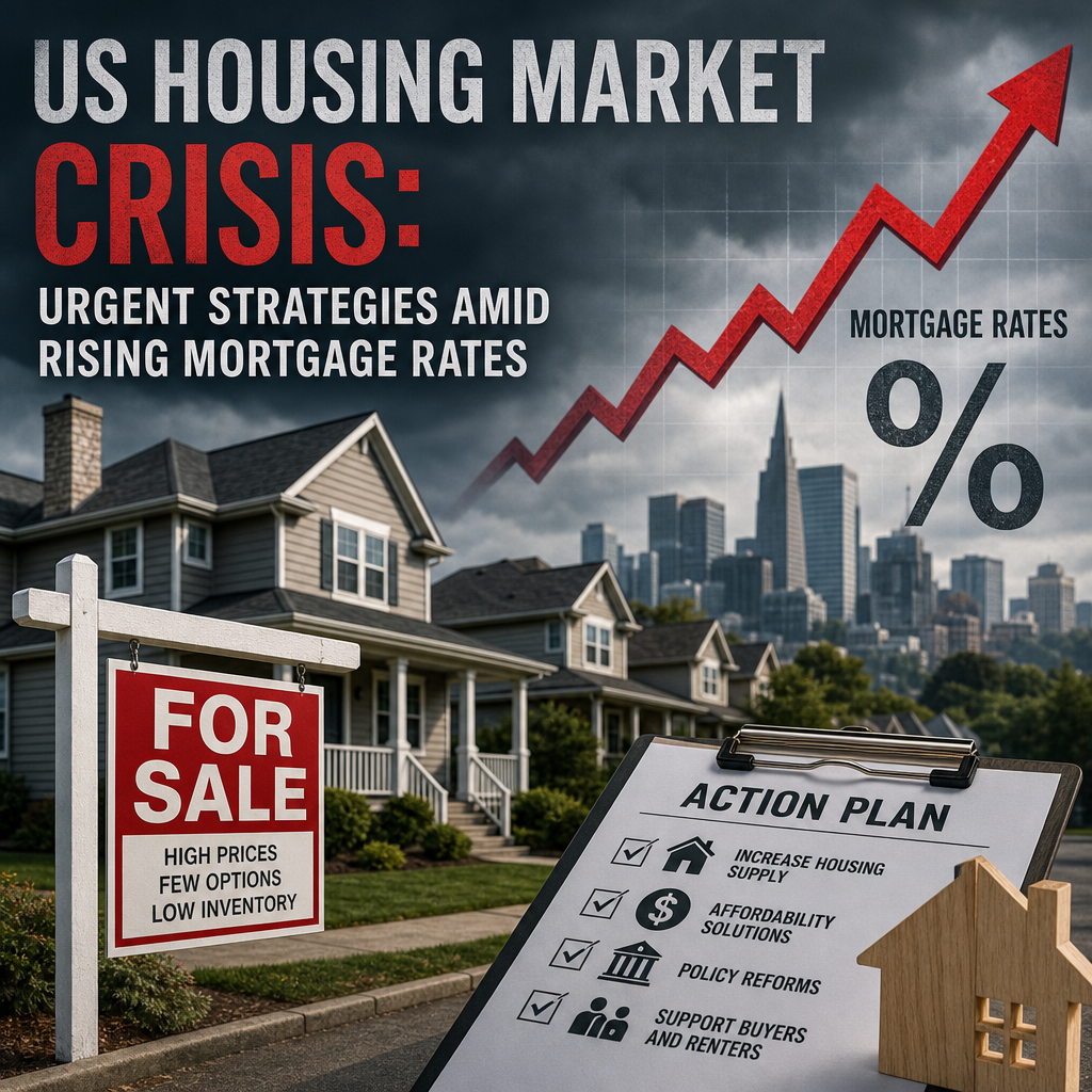 Illustration of US Housing Market Crisis: Urgent Strategies Amid Rising Mortgage Rates