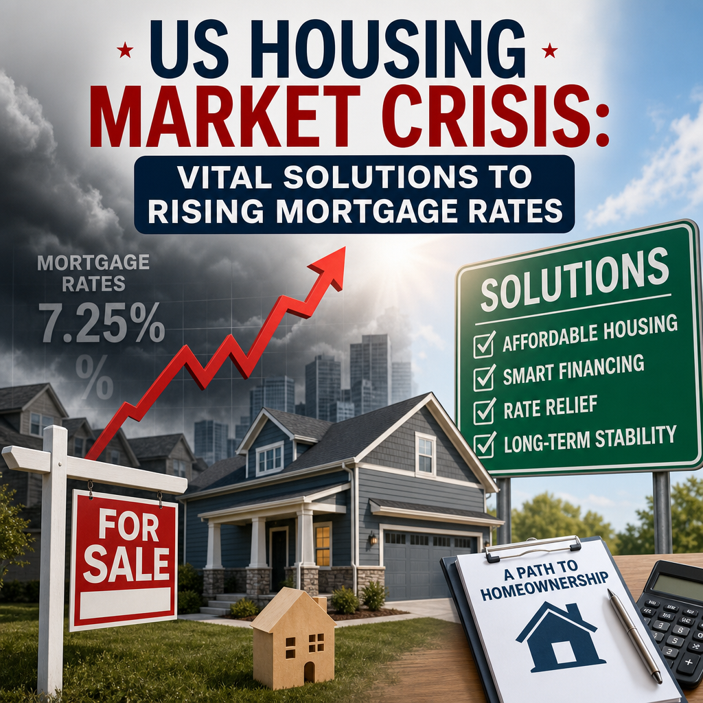 Illustration of US Housing Market Crisis: Vital Solutions to Rising Mortgage Rates