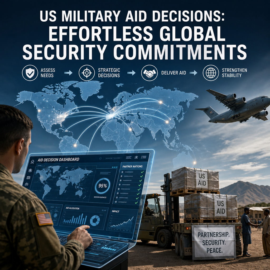 Illustration of US Military Aid Decisions: Effortless Global Security Commitments