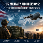 Illustration of US Military Aid Decisions: Effortless Global Security Commitments