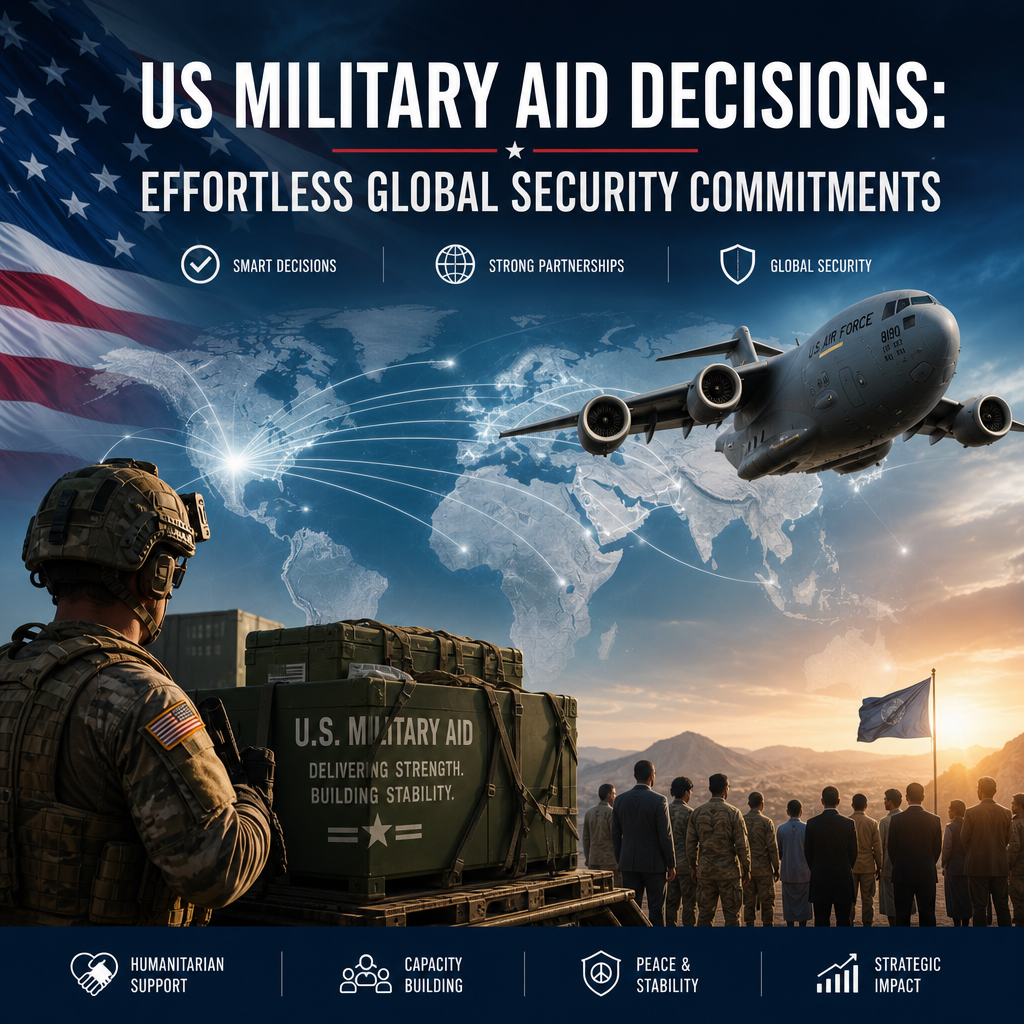 Illustration of US Military Aid Decisions: Effortless Global Security Commitments