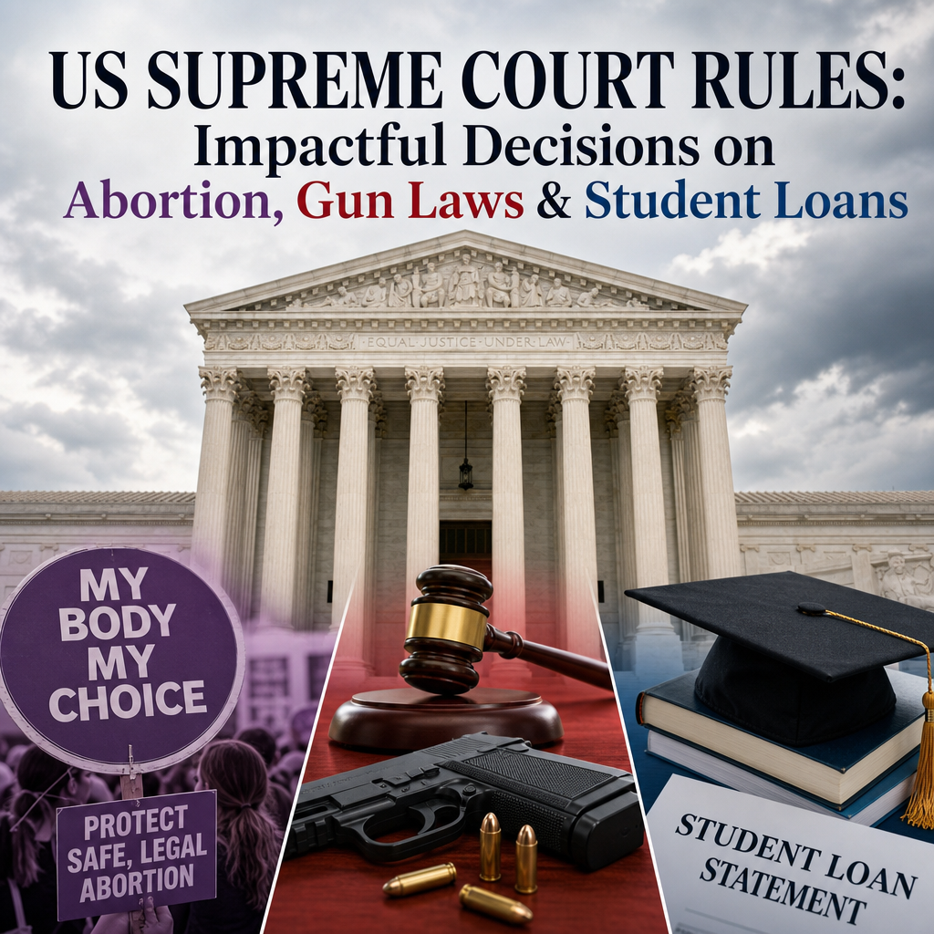 Additional Illustration of US Supreme Court Rules: Impactful Decisions on Abortion, Gun Laws & Student Loans
