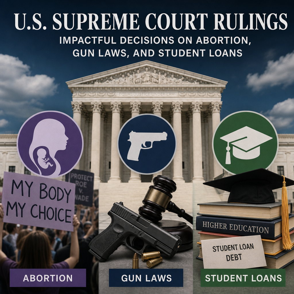 Additional Illustration of US Supreme Court Rulings: Impactful Decisions on Abortion, Gun Laws, and Student Loans