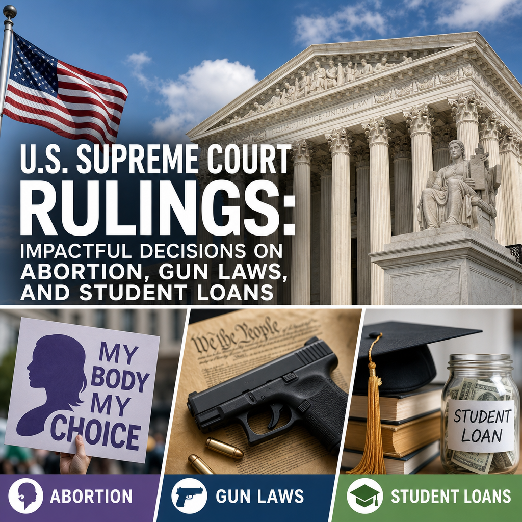 Additional Illustration of US Supreme Court Rulings: Impactful Decisions on Abortion, Gun Laws, and Student Loans