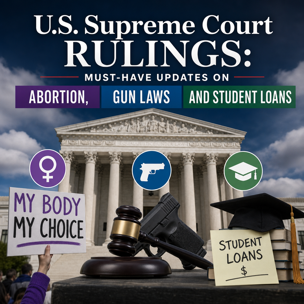 Additional Illustration of US Supreme Court Rulings: Must-Have Updates on Abortion, Gun Laws, and Student Loans