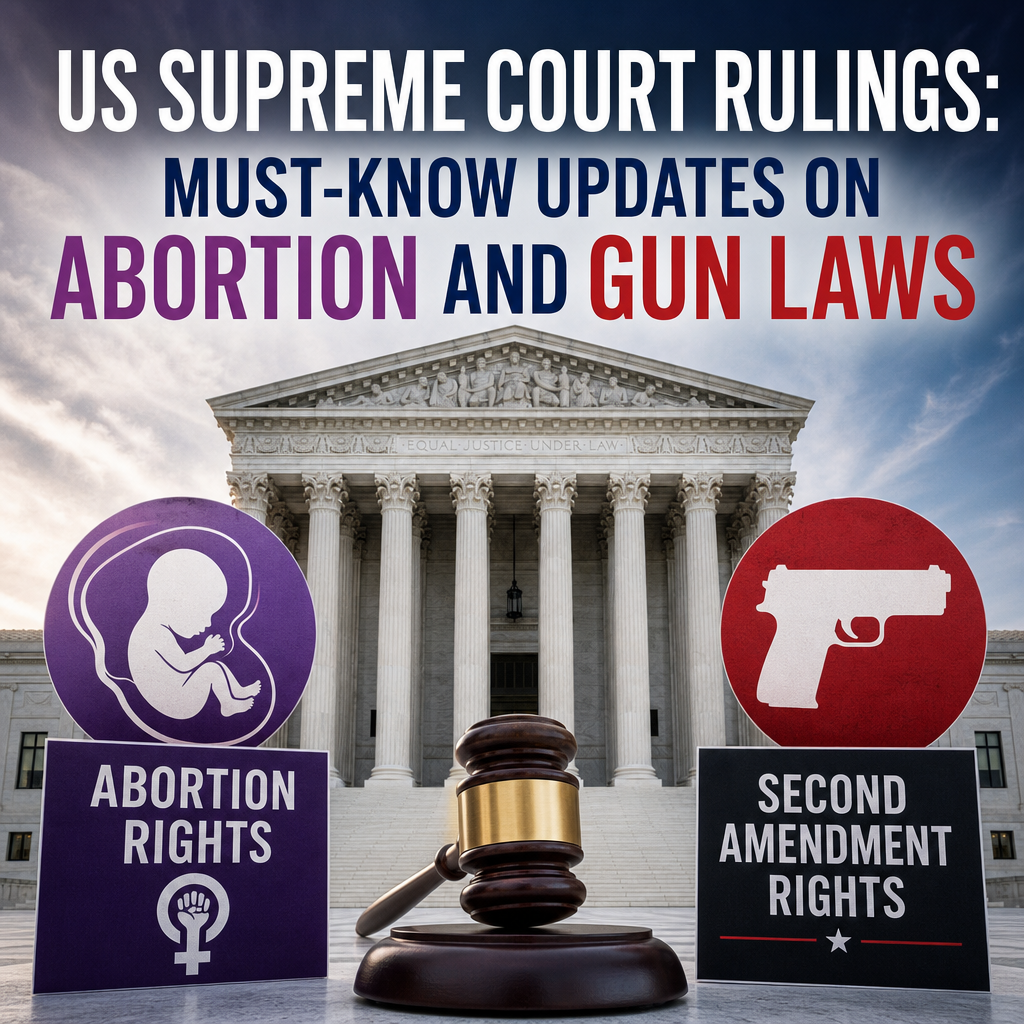 Illustration of US Supreme Court Rulings: Must-Know Updates on Abortion and Gun Laws