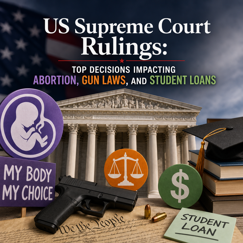 Additional Illustration of US Supreme Court Rulings: Top Decisions Impacting Abortion, Gun Laws, and Student Loans