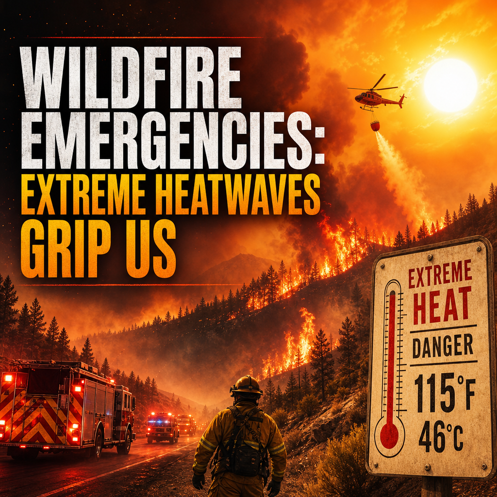 Illustration of Wildfire Emergencies: Extreme Heatwaves Grip US